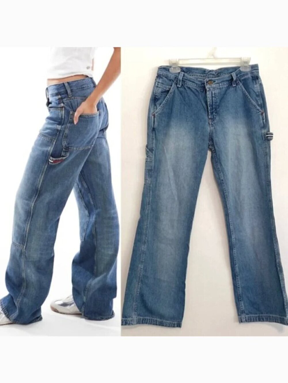 VINTAGE VTG TOMMY JEANS TOMMY HILFIGER Carpenter Jean Medium Wash Y2K 00s Preppy